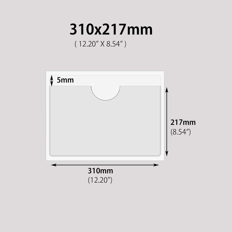 Baitoo Adhesive Clear Pockets,Self Adhesive Clear Label Pockets Adhesive Card Folder Plastic Pockets Holders Sleeves for Index Cards Planners Cabinet Shelves Photo Cd,10Pieces (310x217mm) - Image 2